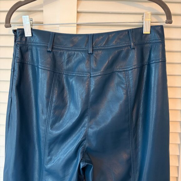 NWT Diane von Furstenberg Chanda pants 6 faux leather Ocean Blue - Picture 10 of 12